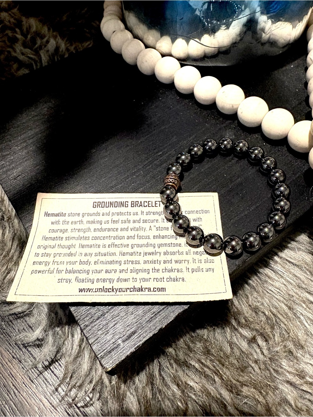 UNLOCK YOUR CHAKRA Hematite Beaded bracelet